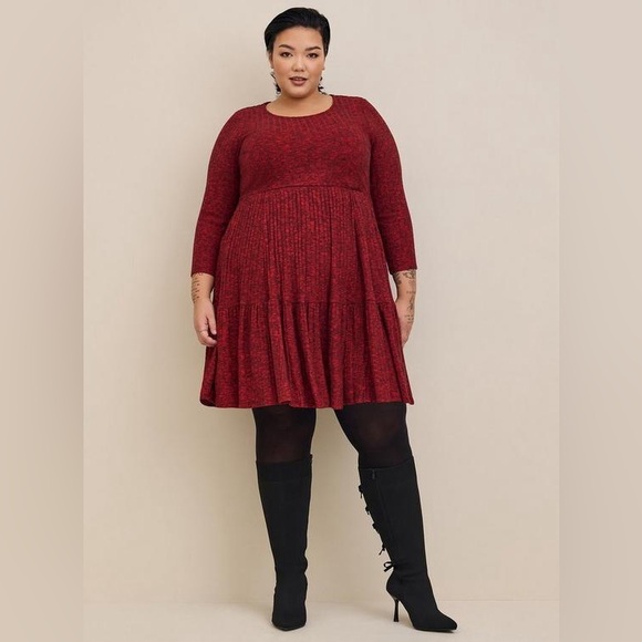 Torrid Red Textured Knit Long Sleeve Midi Dress – Women’s Size 4 (Plus) - Picture 2 of 15
